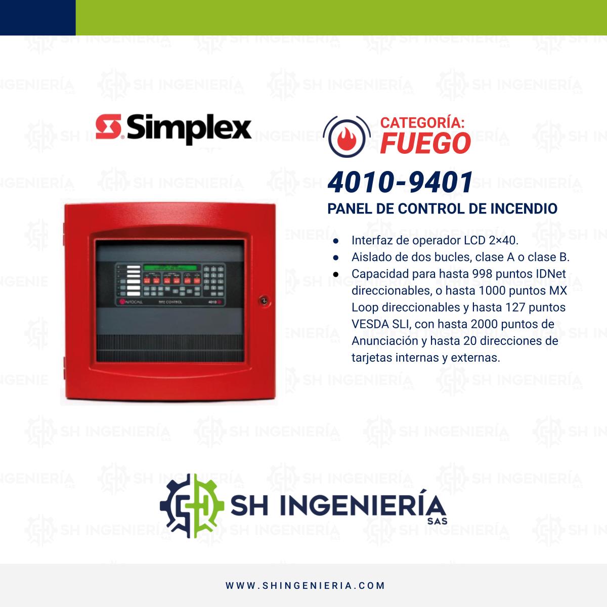 4010-9401 Panel central sistema de alarma contra incendios: Hybrido - Caja de 1 bahía | Simplex - Imagen 2