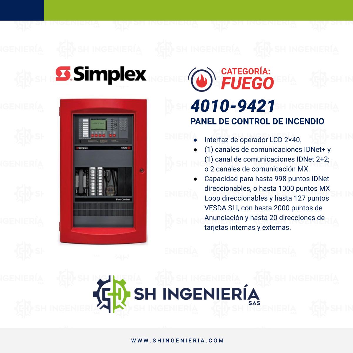4010-9421 Panel central sistema de alarma contra incendios: Hybrido - Caja de 2 bahías | Simplex - Imagen 2