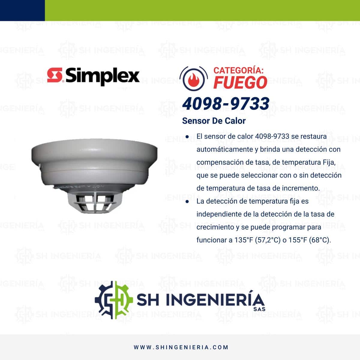 4098-9733 Sensor de calor: Rate of Rise - Direccionable | Simplex - Imagen 5
