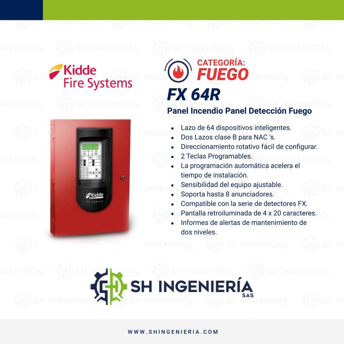 FX-64R Panel central sistema de alarma contra incendios: Edificios pequeños o medianos - Direccionable | Edwards Kidde - Imagen 5