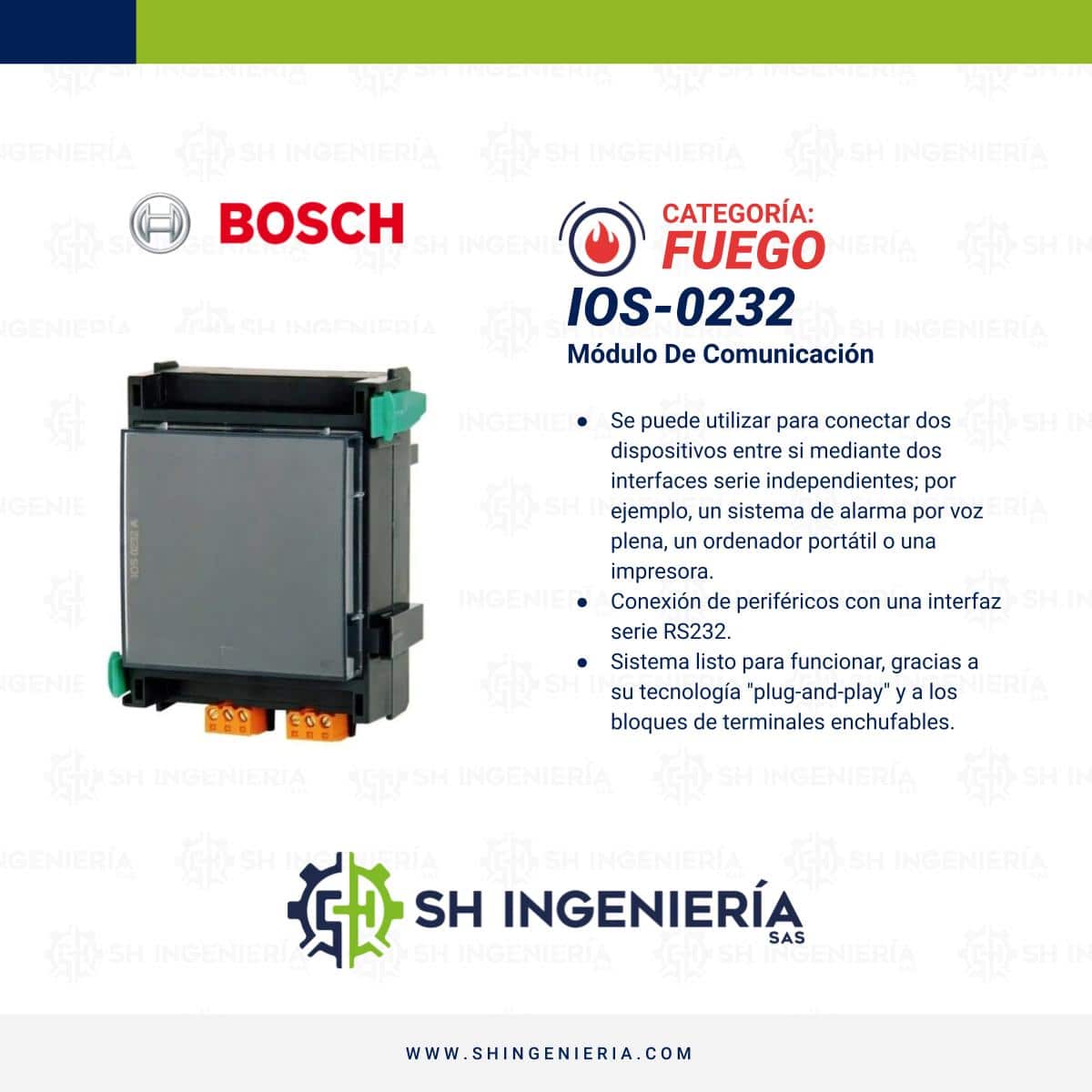 IOS 0232 Módulo: Comunicación RS232 | Bosch - Imagen 2