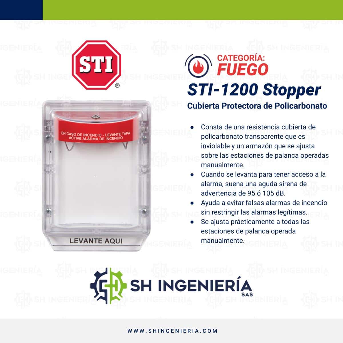 STI-1200 Stopper II Sin sirena para montaje empotrado | STI Universal Stopper - Imagen 3