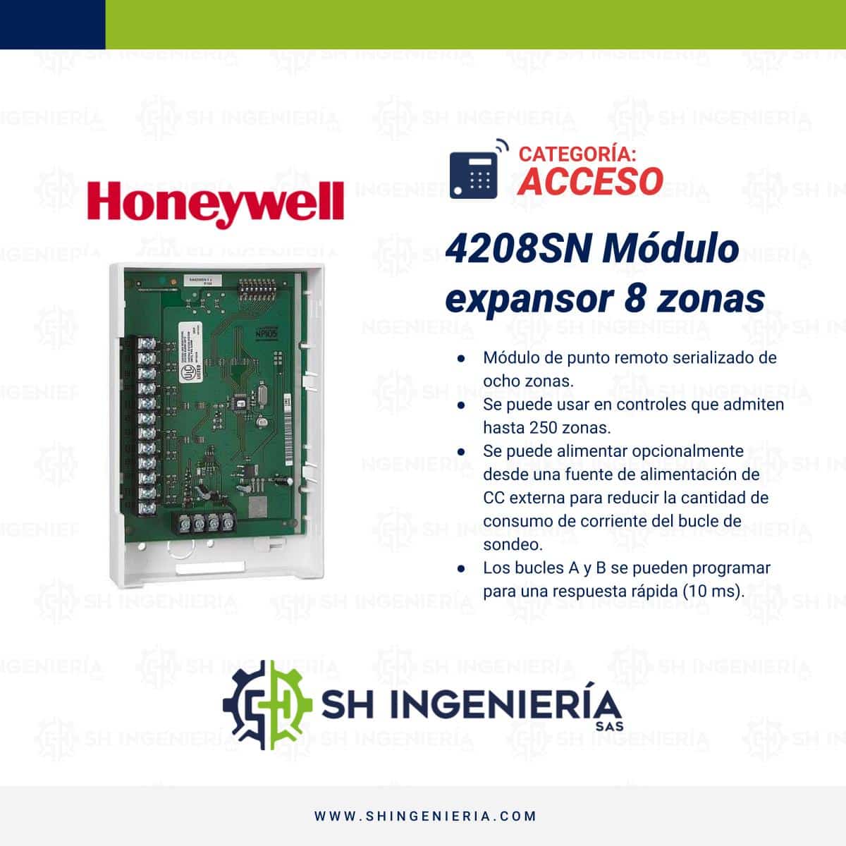 4208SN Módulo: Expansor 8 zonas | Honeywell - Imagen 2