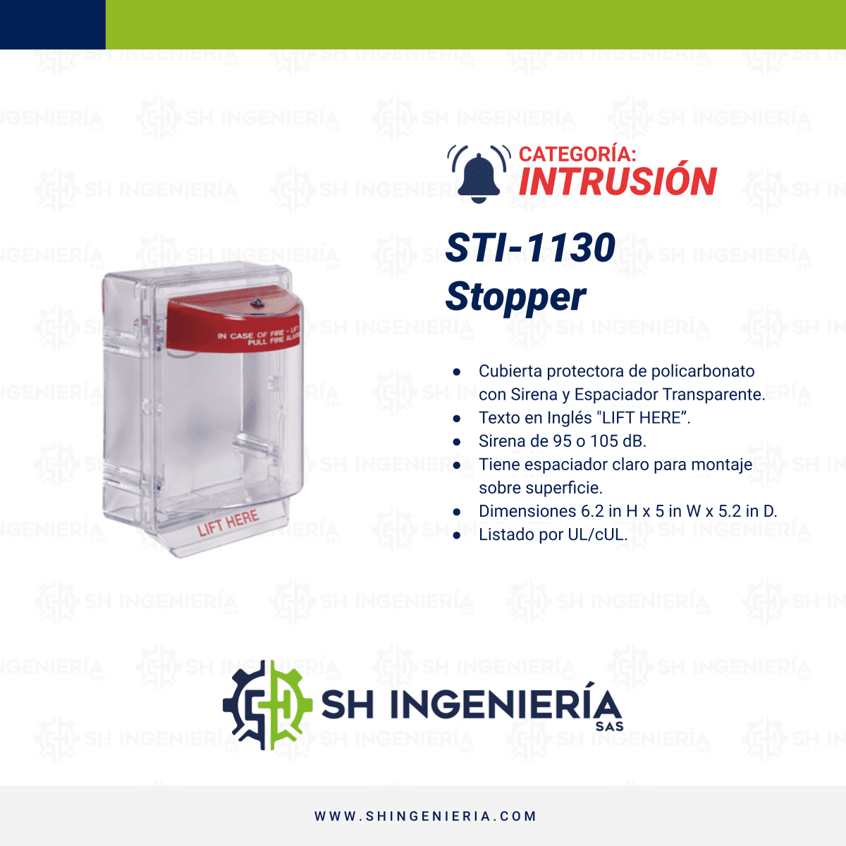 STI-1130 Stopper: Protector transparente con Sirena y Espaciador | STI - Imagen 3