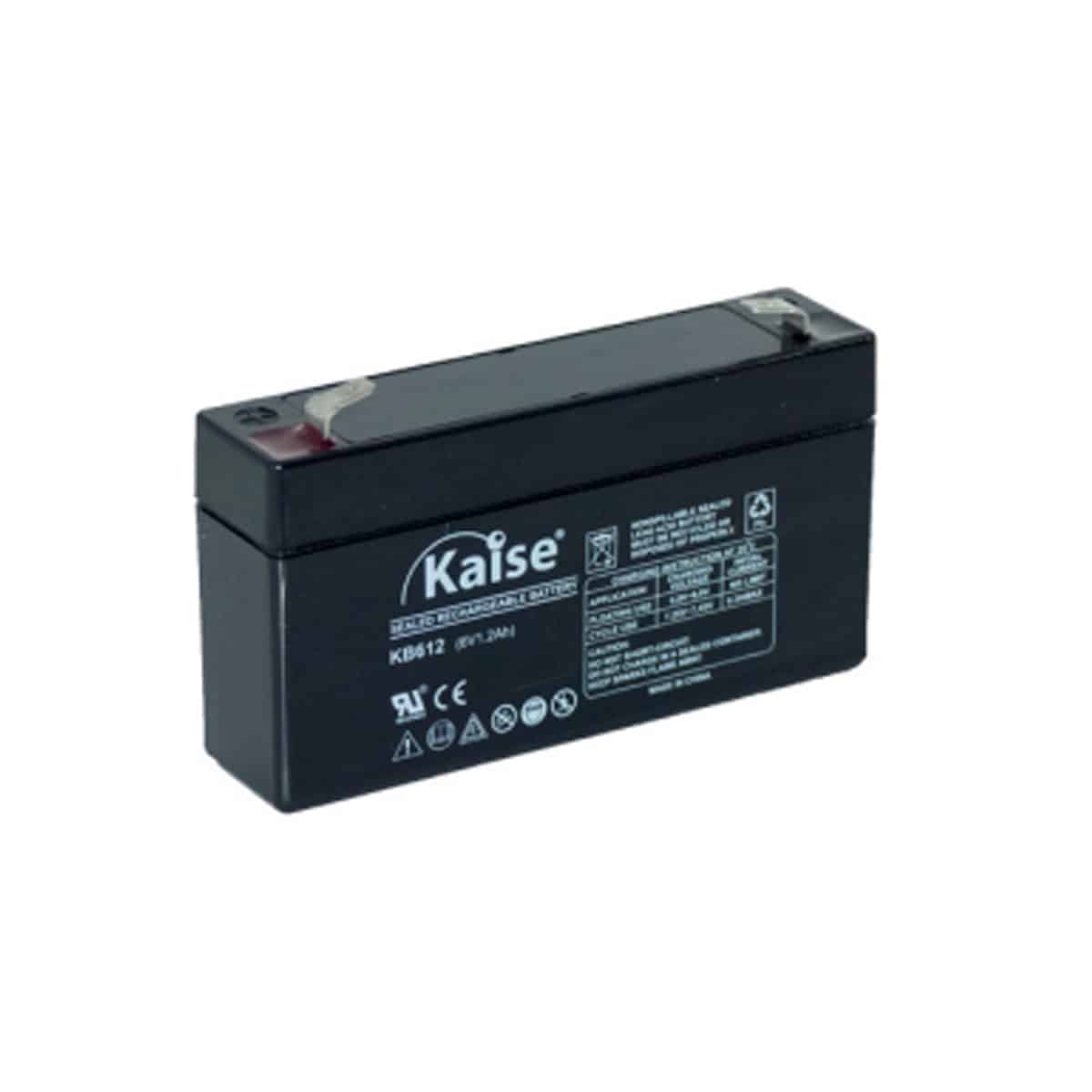 KB612 batería kaise tipo AGM: 6V 1.2Ah
